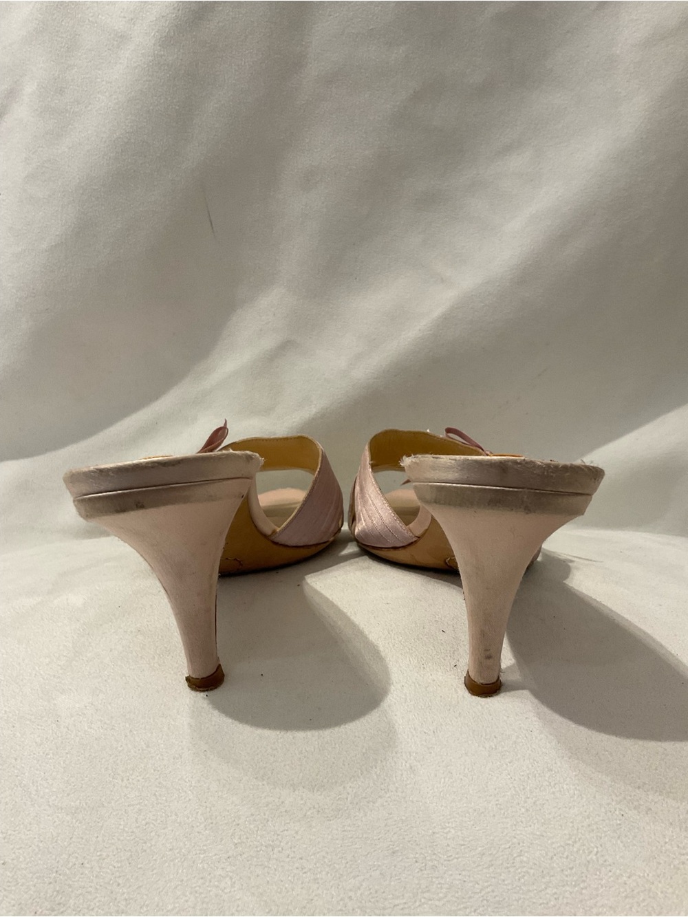 Du Jour Pink Satin Mule Heels - Picture 3 of 7